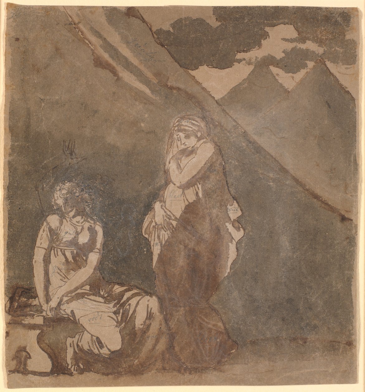 Scene fra Voltaires "Le triumvirat", formodentlig 1.akt, 1.scene av Nicolai Abildgaard