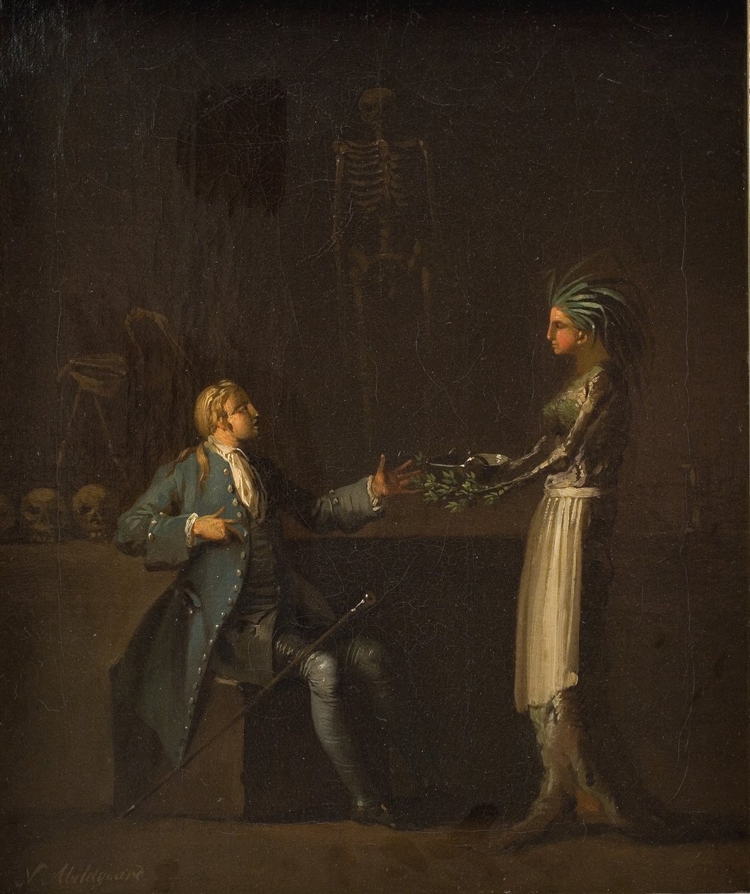Doktorens kone avslører ektemannens intensjon om å anatomisere Niels Klim av Nicolai Abildgaard