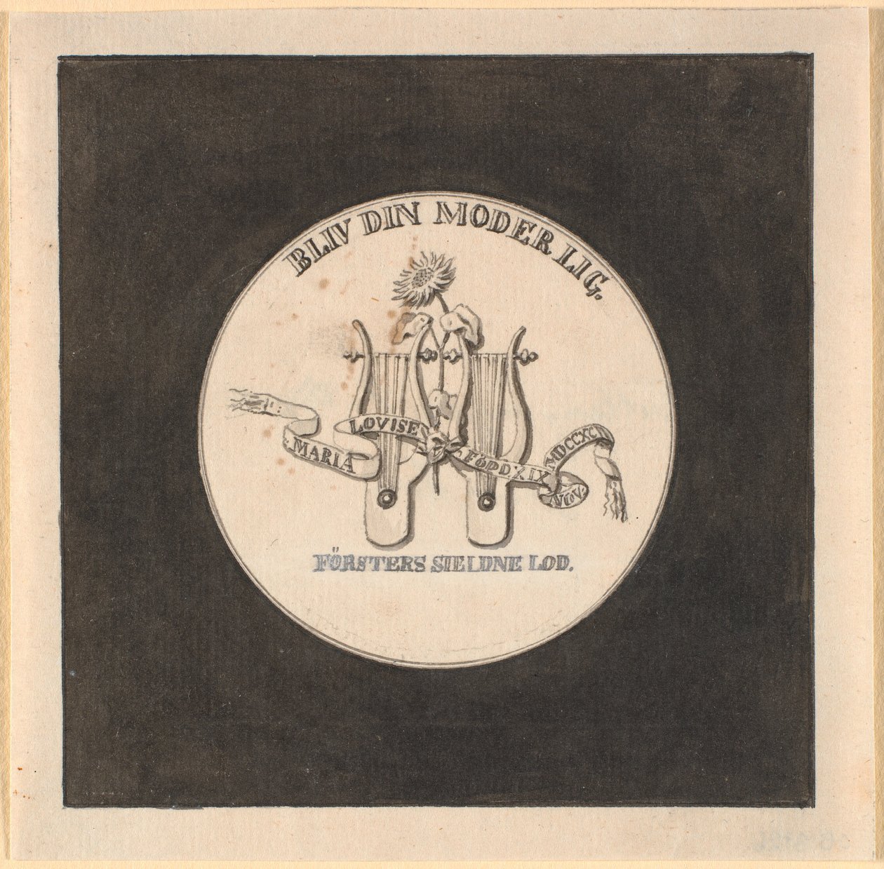 Utkast til baksiden av medaljen i anledning kronprinsessens nedstigning i 1792 av Nicolai Abildgaard