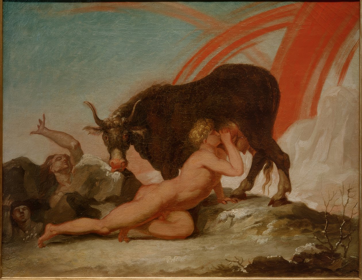 Ymer blir die av kua Audhumbla av Nicolai Abraham Abildgaard