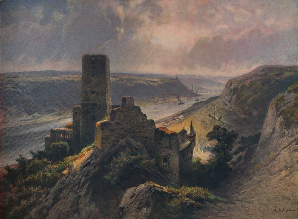 Gutenfels slott med utsikt over Oberwesel, Gutenfels slott med utsikt over Oberwesel, 1923. av Nicolai Astudin