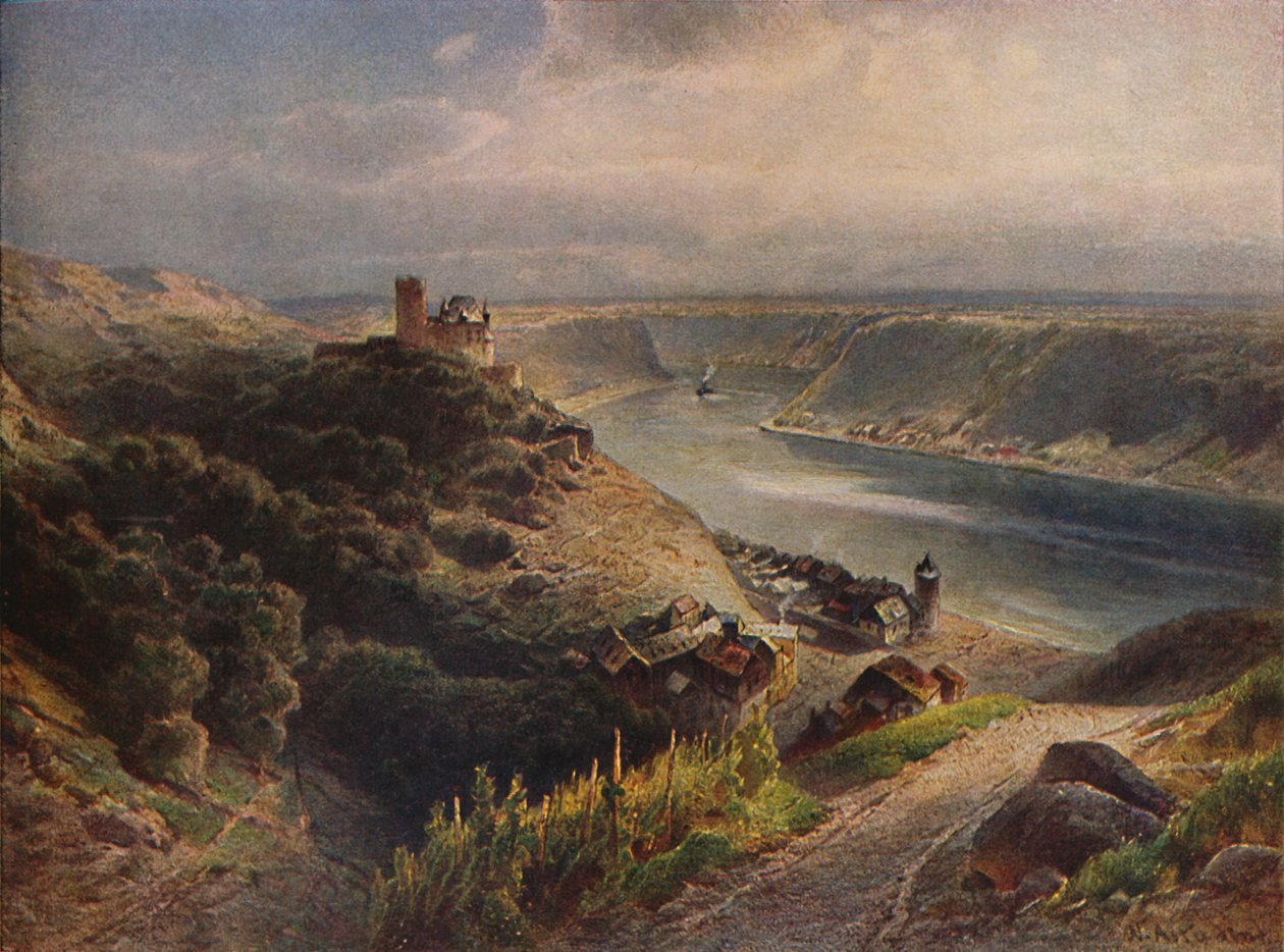Katz slott med utsikt over Lorelei, Katz slott med utsikt over Lorelei, 1923. av Nicolai Astudin
