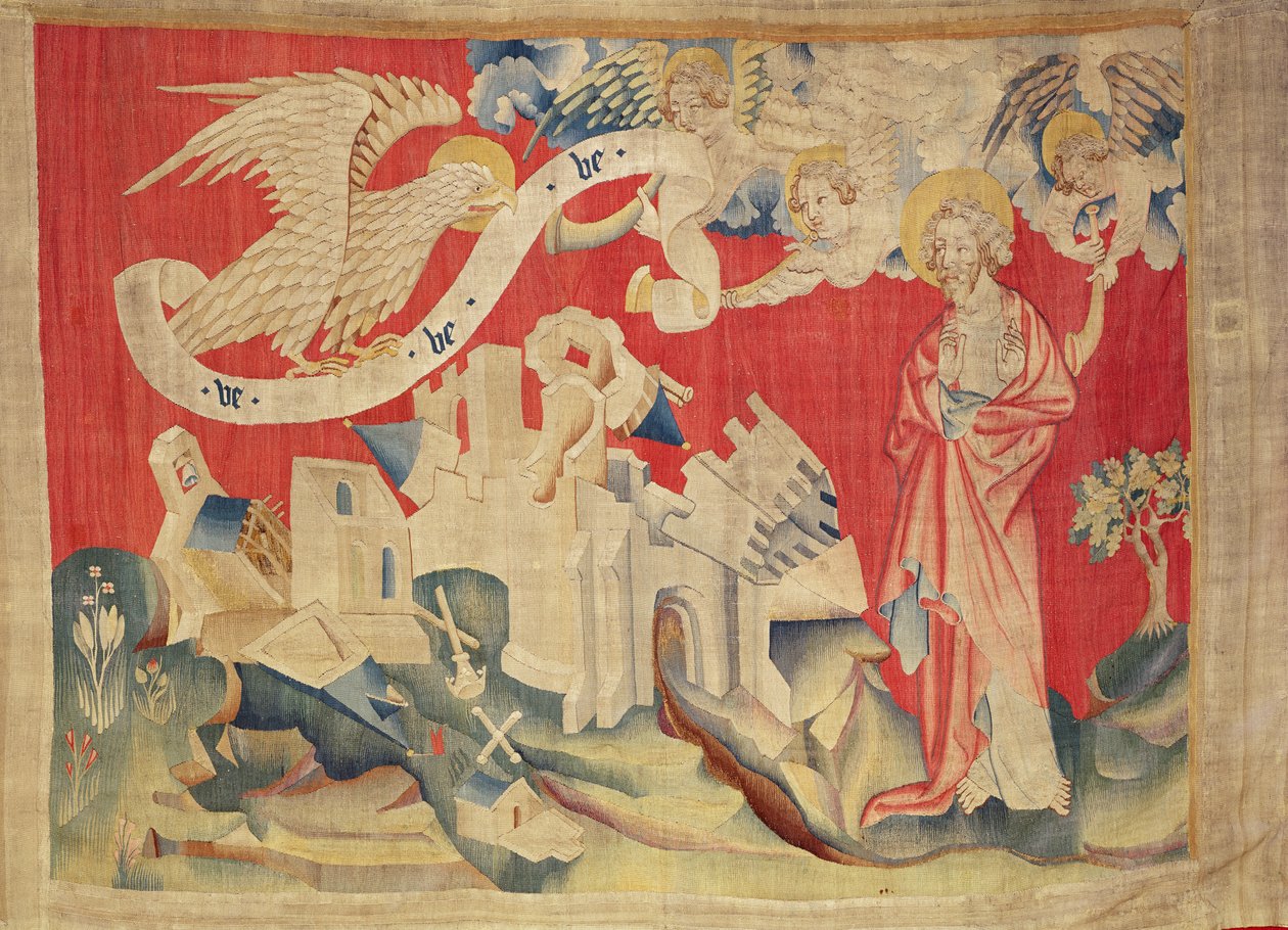The Fourth Trumpet and the Eagle of Woe, nr.23 fra 'The Apocalypse of Angers', 1373-87 (teppe) av Nicolas Bataille