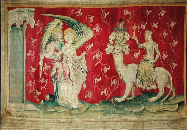 The Hore Riding the Beast, nei. 65 fra The Apocalypse of Angers, 1373-87 av Nicolas Bataille
