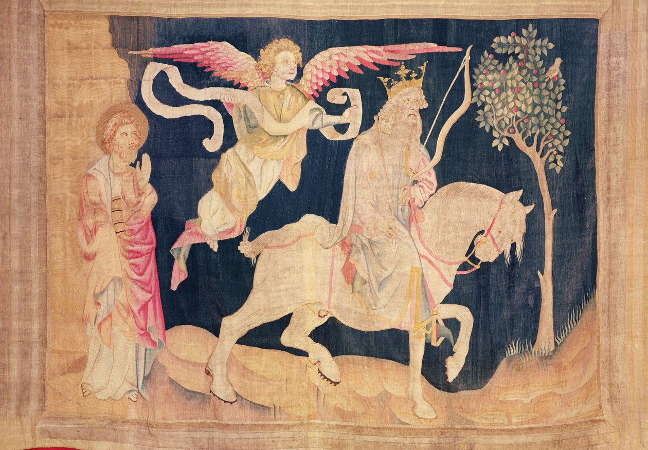 Rytteren av den hvite hesten, fra Apocalypse Tapestry of Angers, 1373-1387 (teppe) av Nicolas Bataille