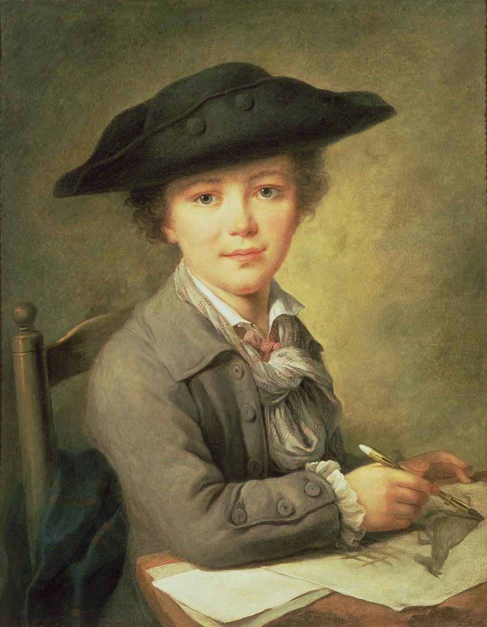 Ung tegner i svart hatt, 1700-tallet av Nicolas Bernard Lepicie