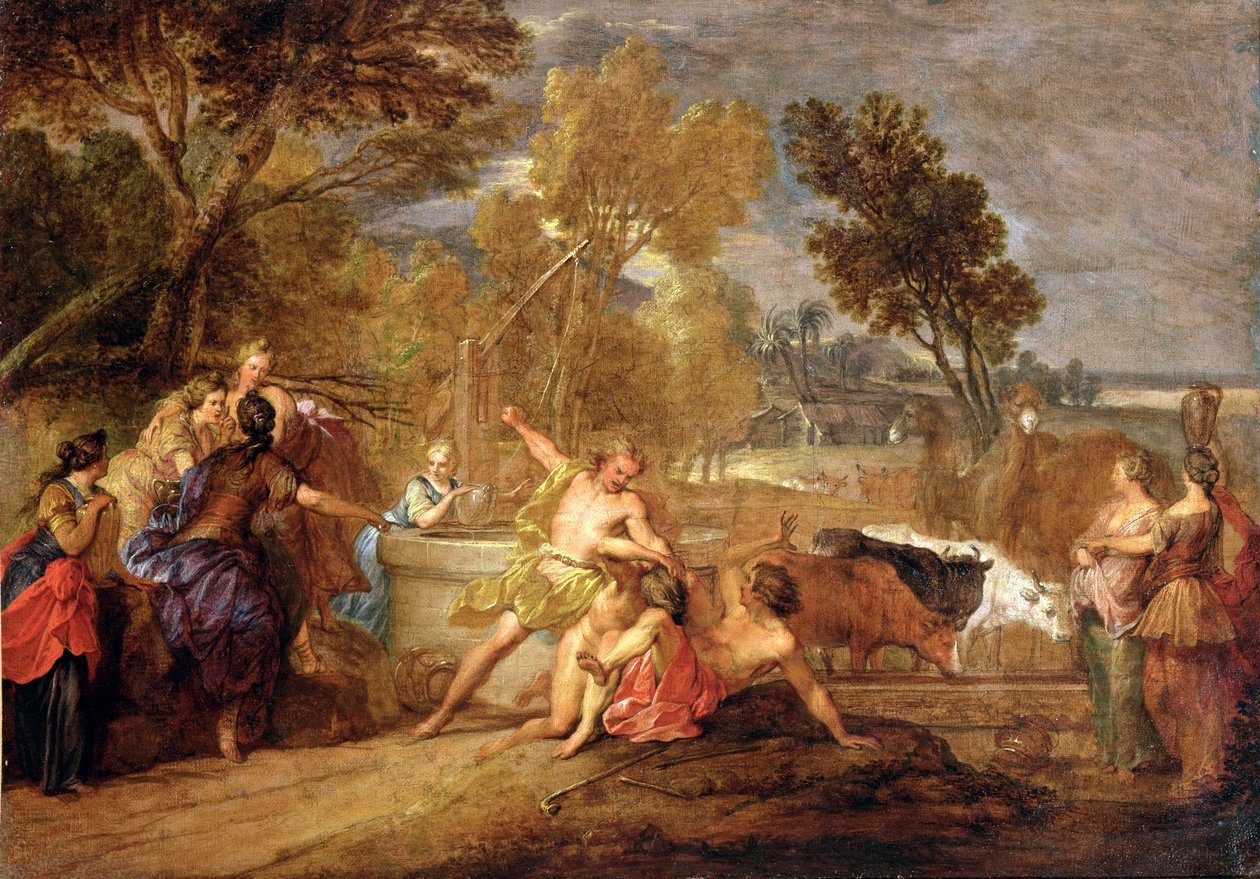 Moses og Jetros døtre av Nicolas Bertin