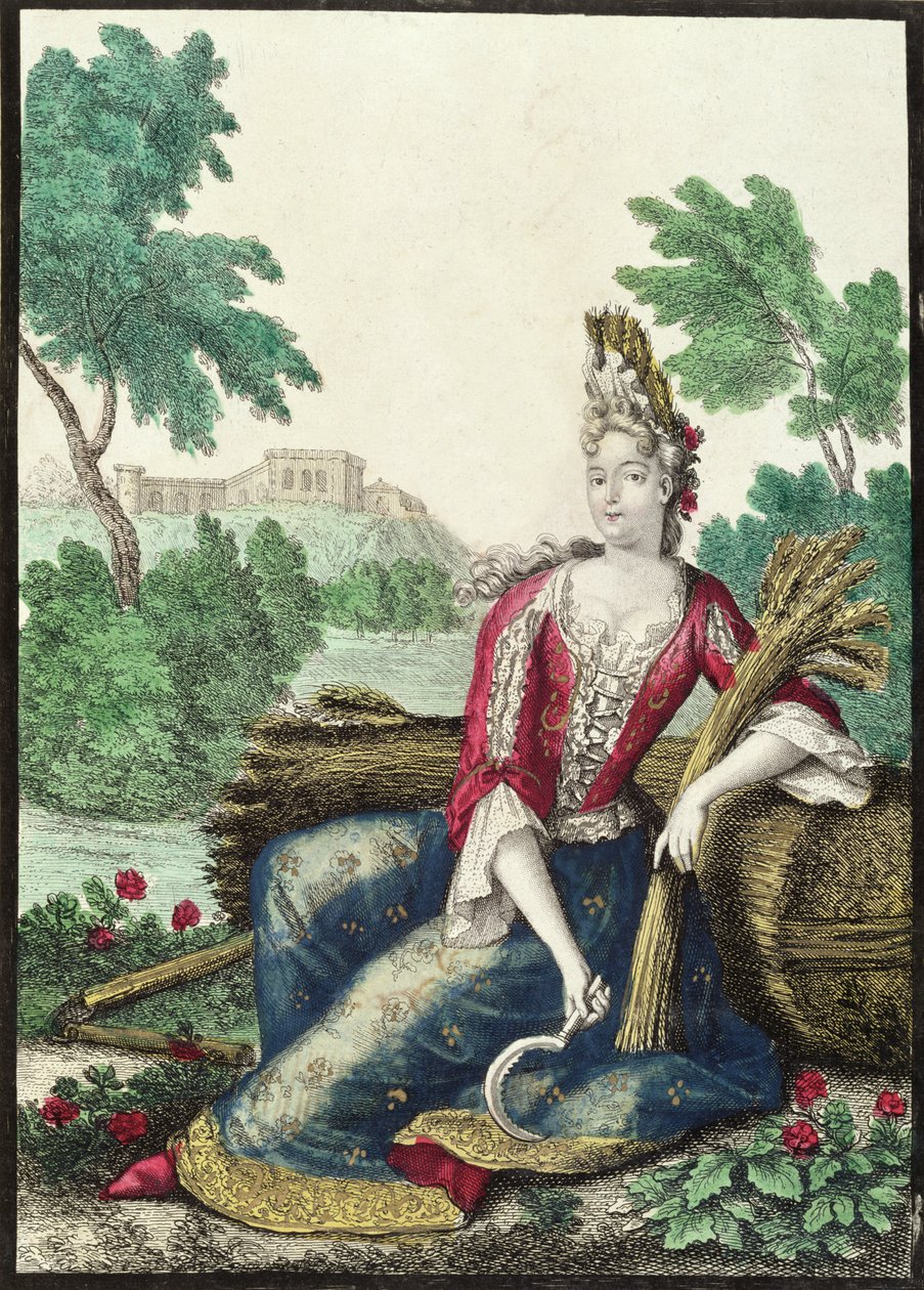 Allegory of Summer, slutten av 1600-tallet (farget gravering) av Nicolas Bonnart