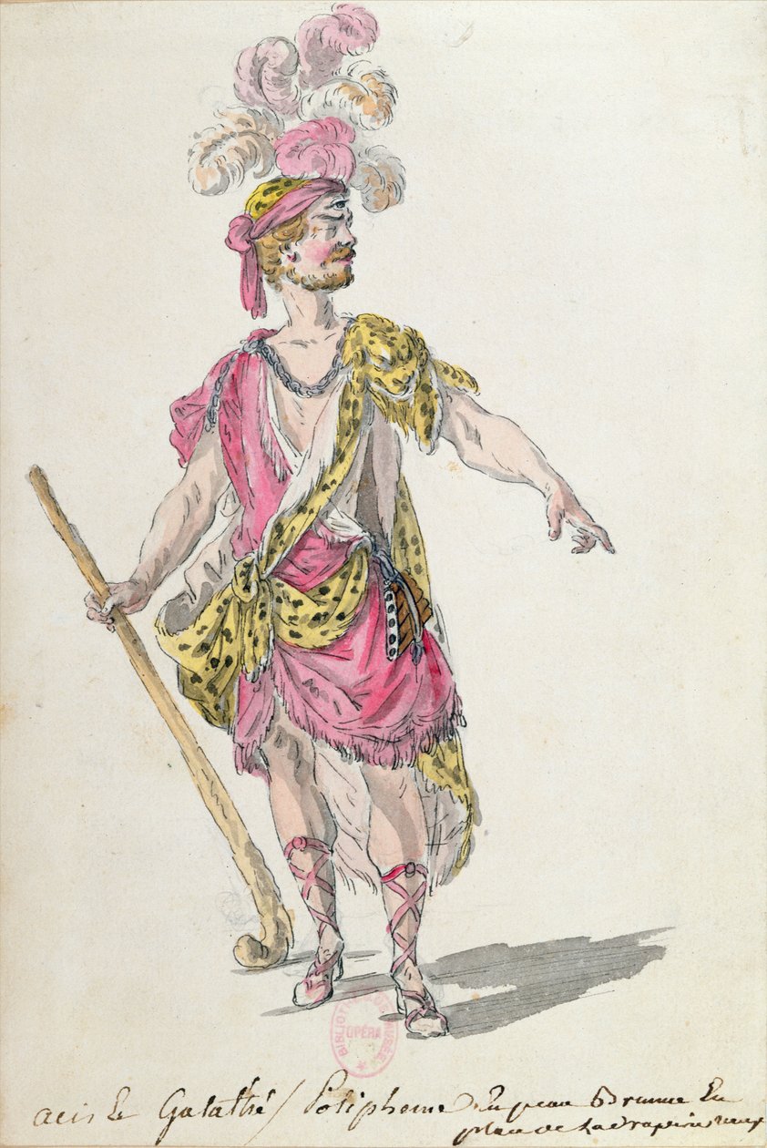 Kostymedesign for en forestilling i Paris i 1762 av Lullys opera 