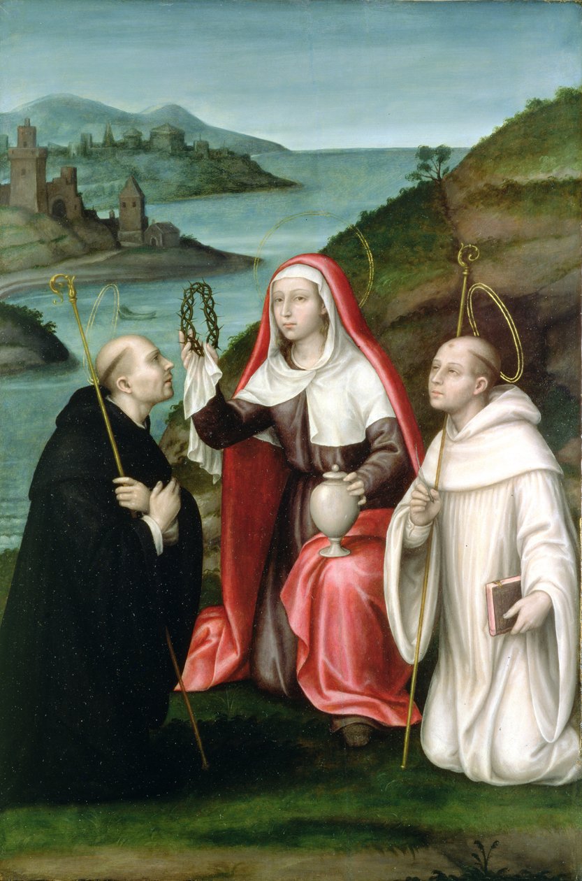 St. Mary Magdalena med St. Dominic og St. Bernard, ca. 1580 (panel) av Nicolas Borras