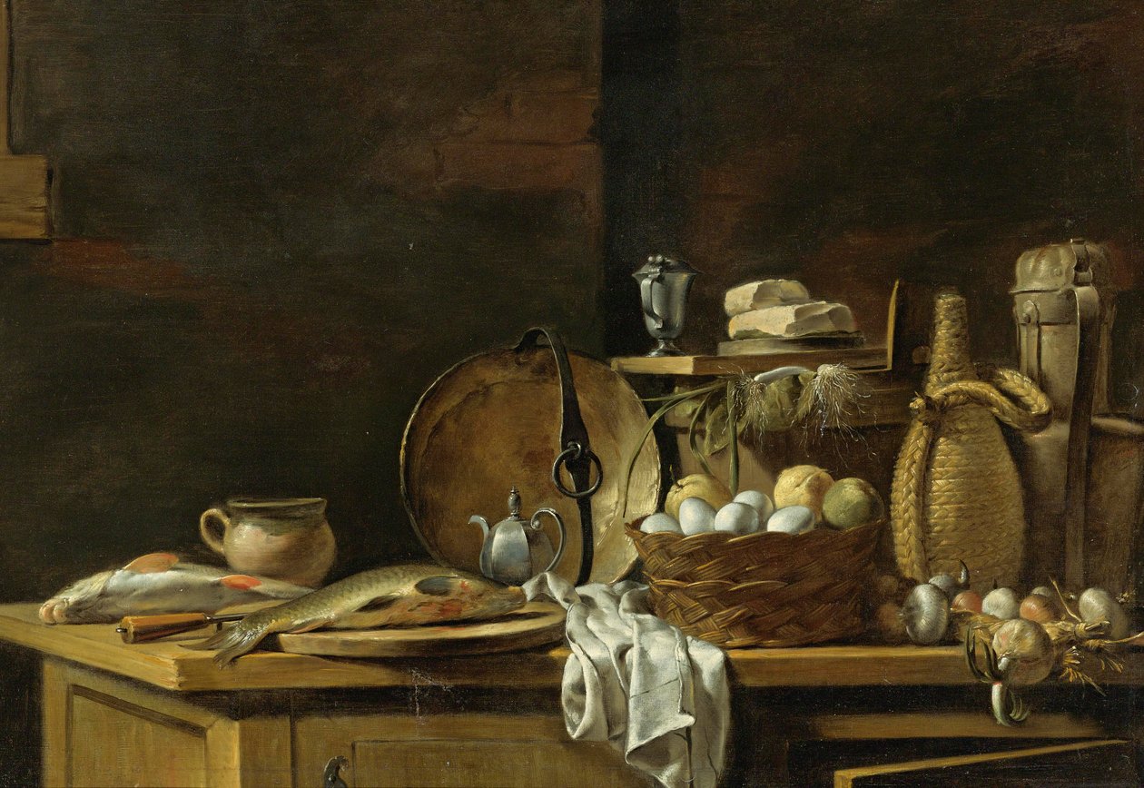 Kjøkkenbord stilleben av Nicolas Henri Jeaurat de Bertry