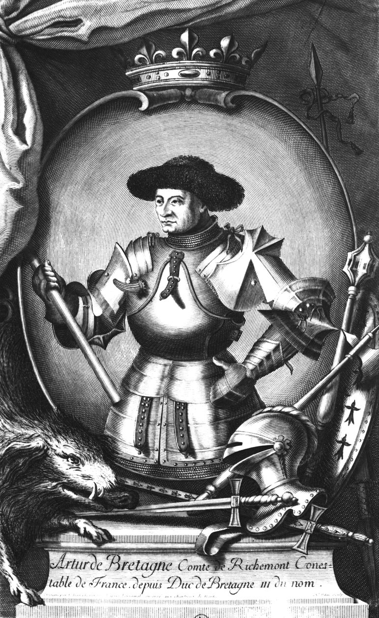 Arthur III (1393-1458) av Bretagne, gravert av F.J. Chaperon av Nicolas I, the Elder Pitau
