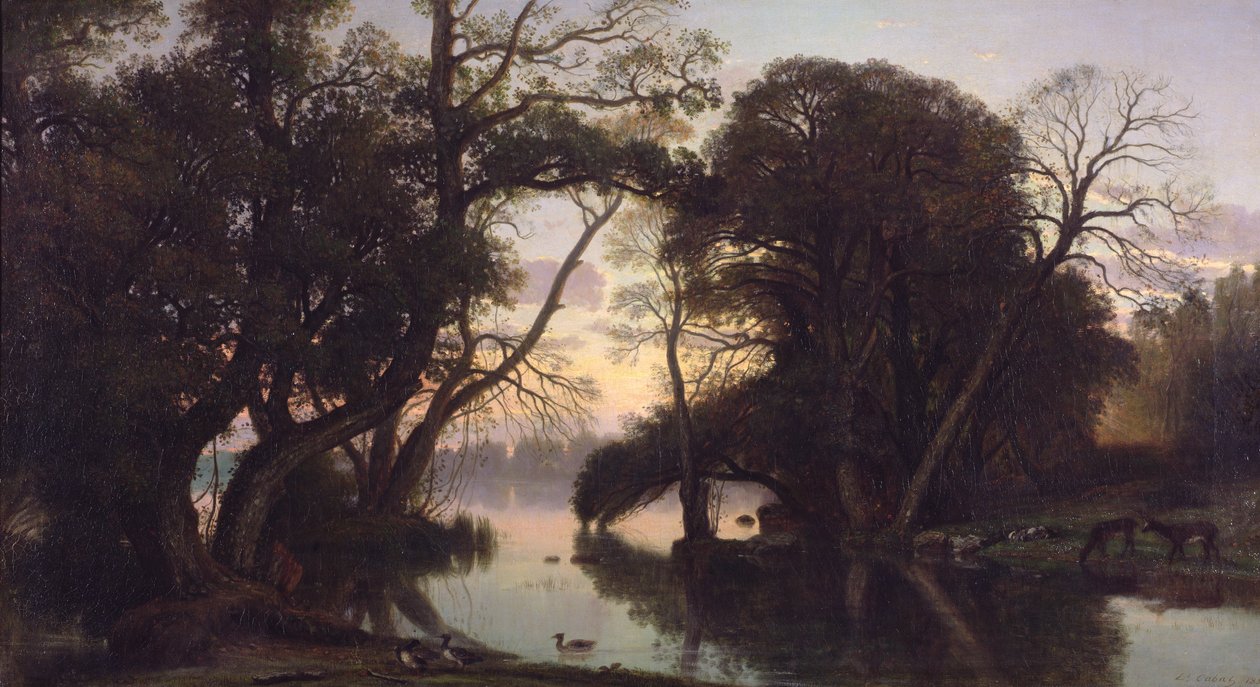 En høstkveld, 1852 av Nicolas Louis Cabat