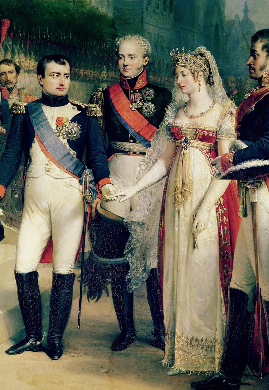 Napoleon Bonaparte (1769-1821) Mottok dronning Louisa av Preussen (1776-1810) i Tilsit, 6. juli 1807, 1837 (detalj av 105904) av Nicolas Louis Francois Gosse