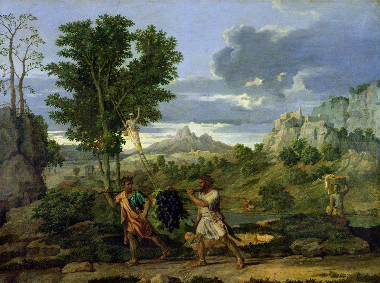 Høst, eller drueklasen hentet fra det lovede land, 1660-64 av Nicolas Poussin