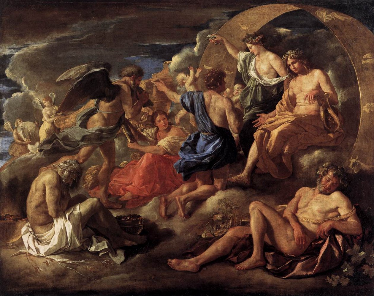 Helios og Phaeton med Saturn og de fire årstider av Nicolas Poussin