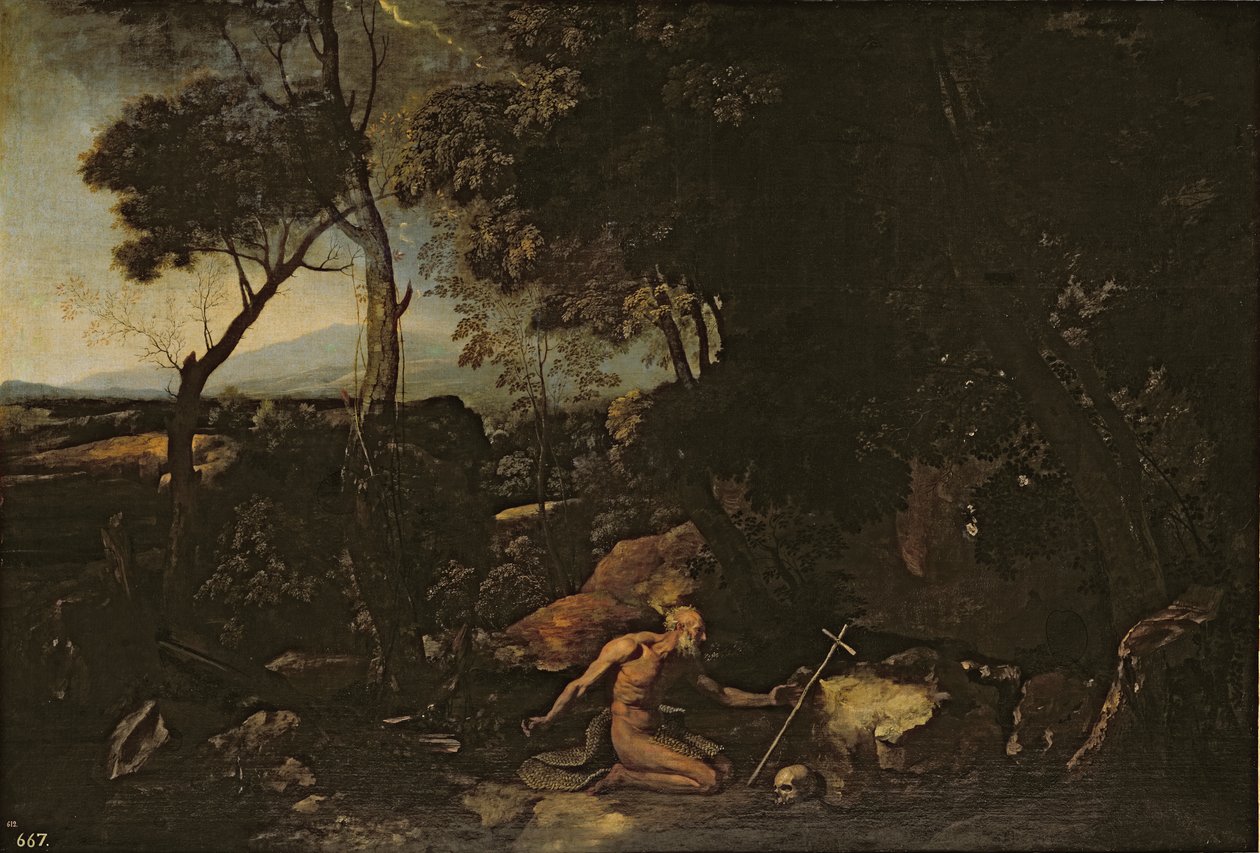 Landskap med St. Hieronymus av Nicolas Poussin