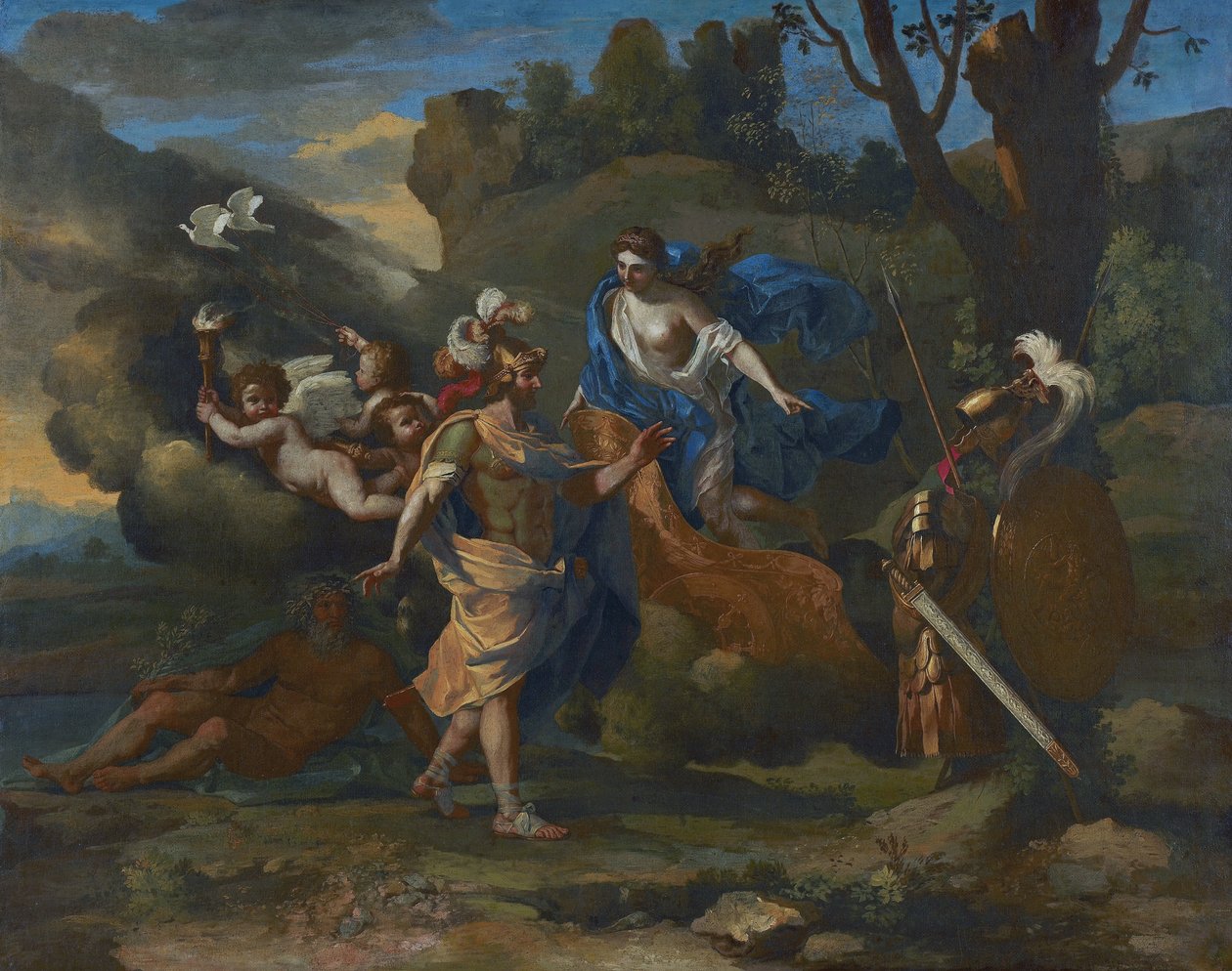 Venus viser våpenene sine til Aeneas av Nicolas Poussin