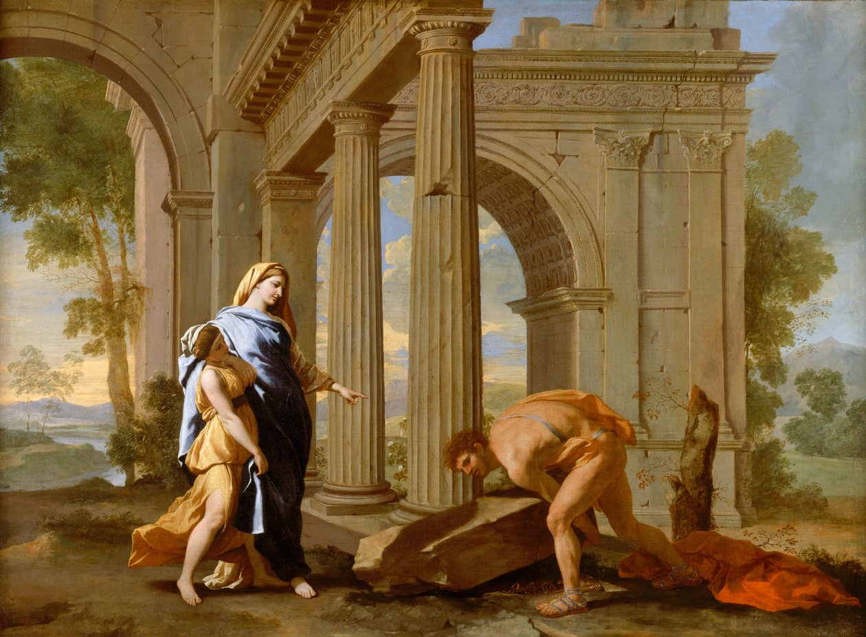 Theseus finner farens sverd av Nicolas Poussin