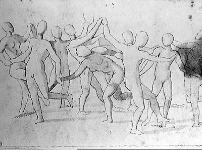 Studer for en Bacchanalia av Nicolas Poussin