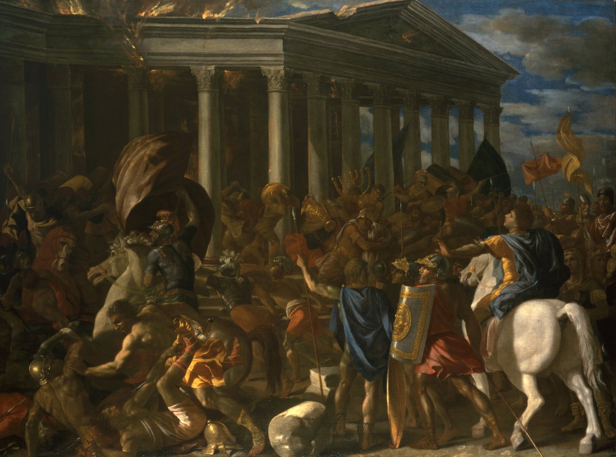 Ødeleggelsen og sekken av Jerusalems tempel av Nicolas Poussin