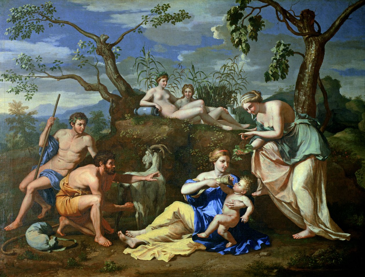 The Feeding of the Child Jupiter, ca.1640 av Nicolas Poussin