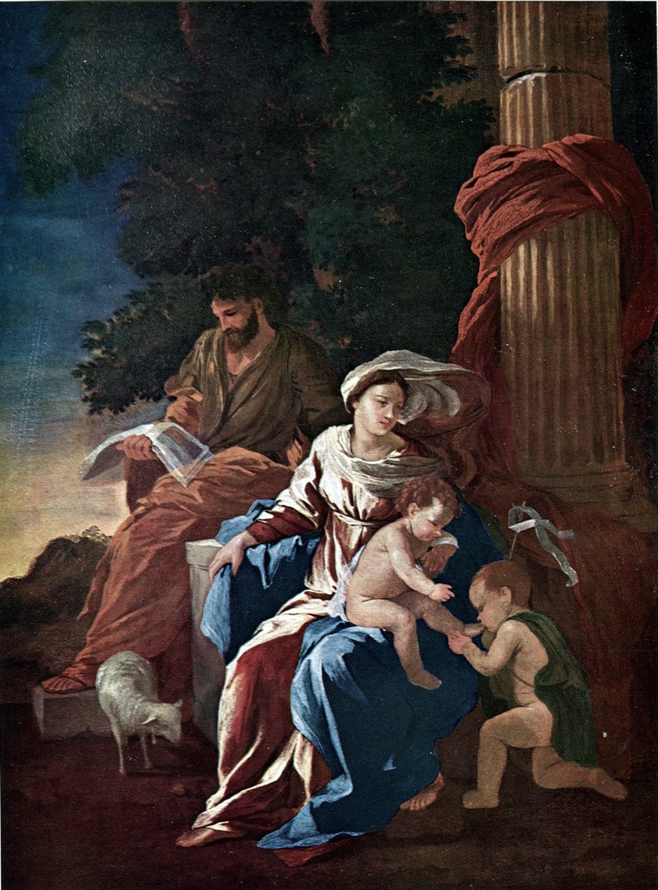 Den hellige familie med St. John av Nicolas Poussin