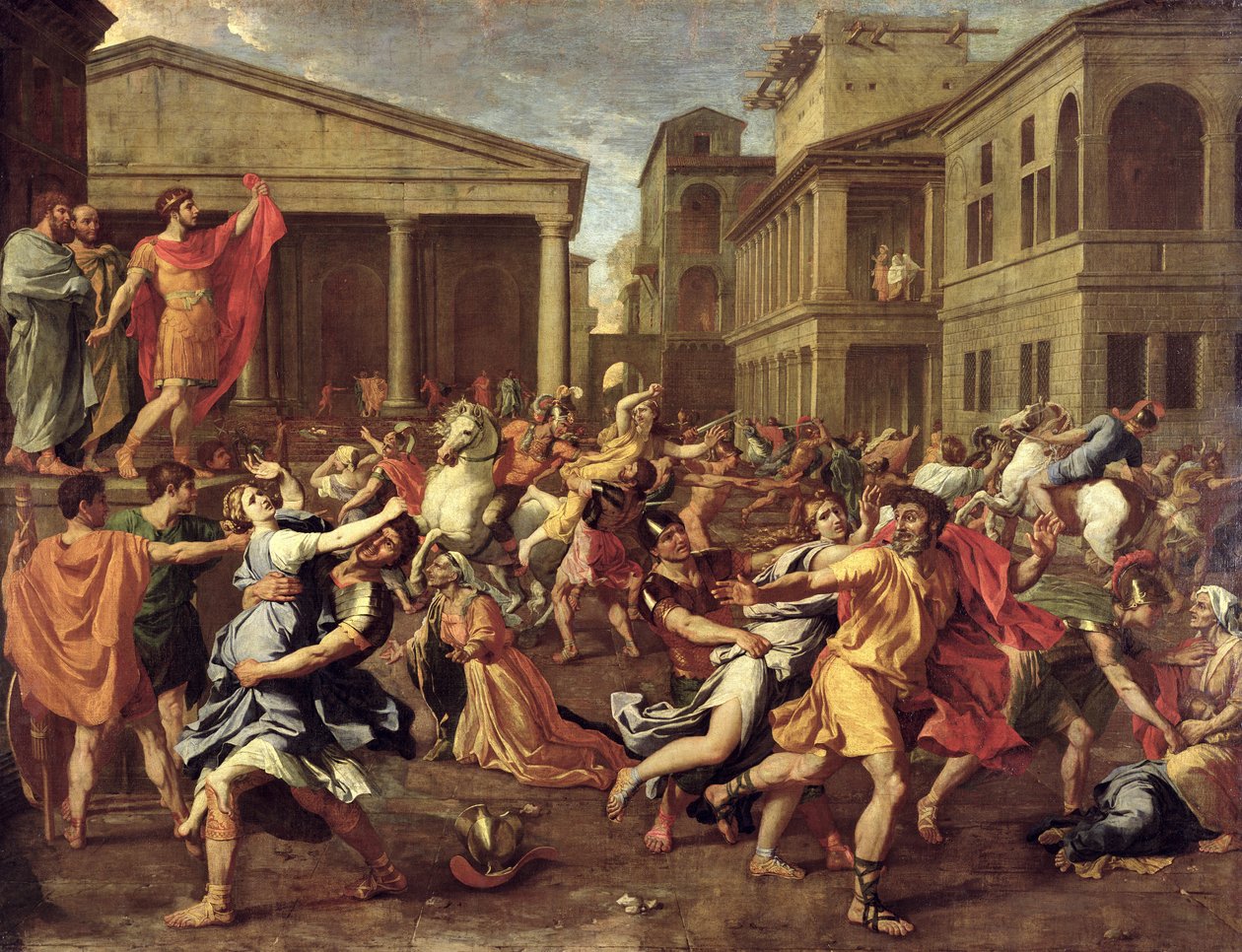 Sabinernes voldtekt, ca. 1637-38 av Nicolas Poussin