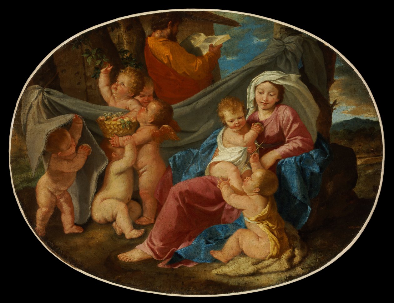 Resten på flyet til Egypt av Nicolas Poussin