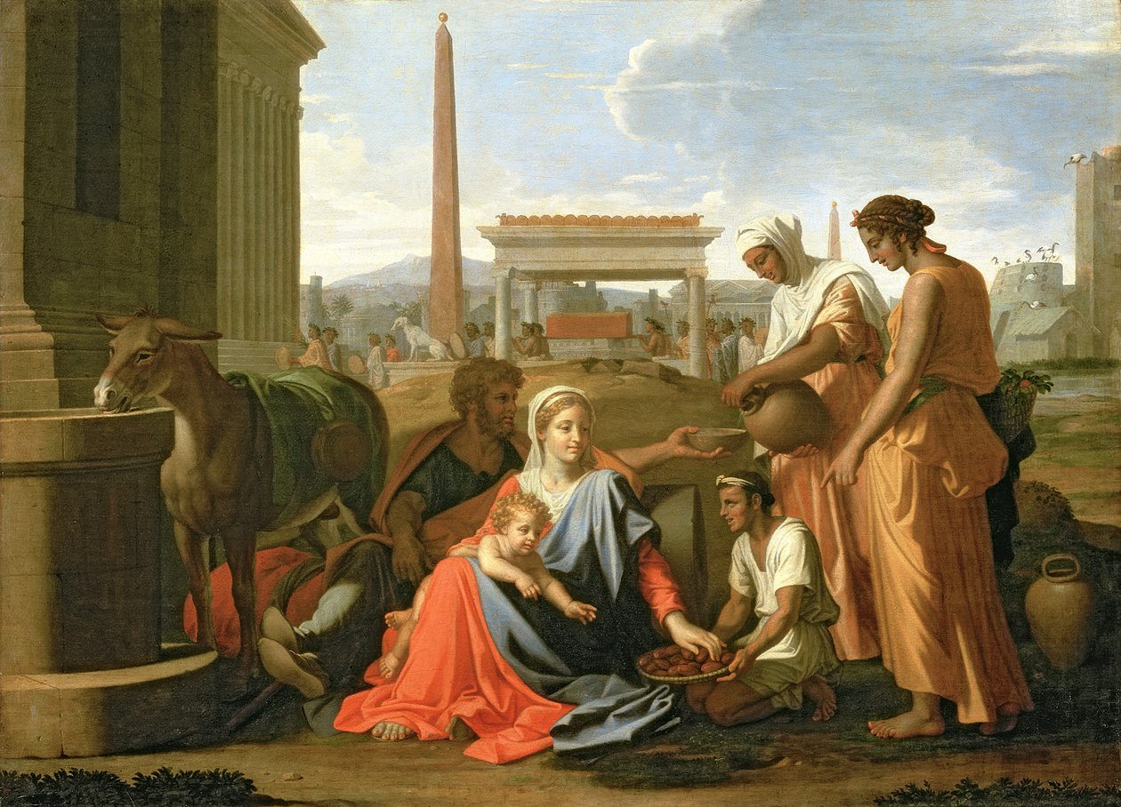 Resten på flukten til Egypt av Nicolas Poussin