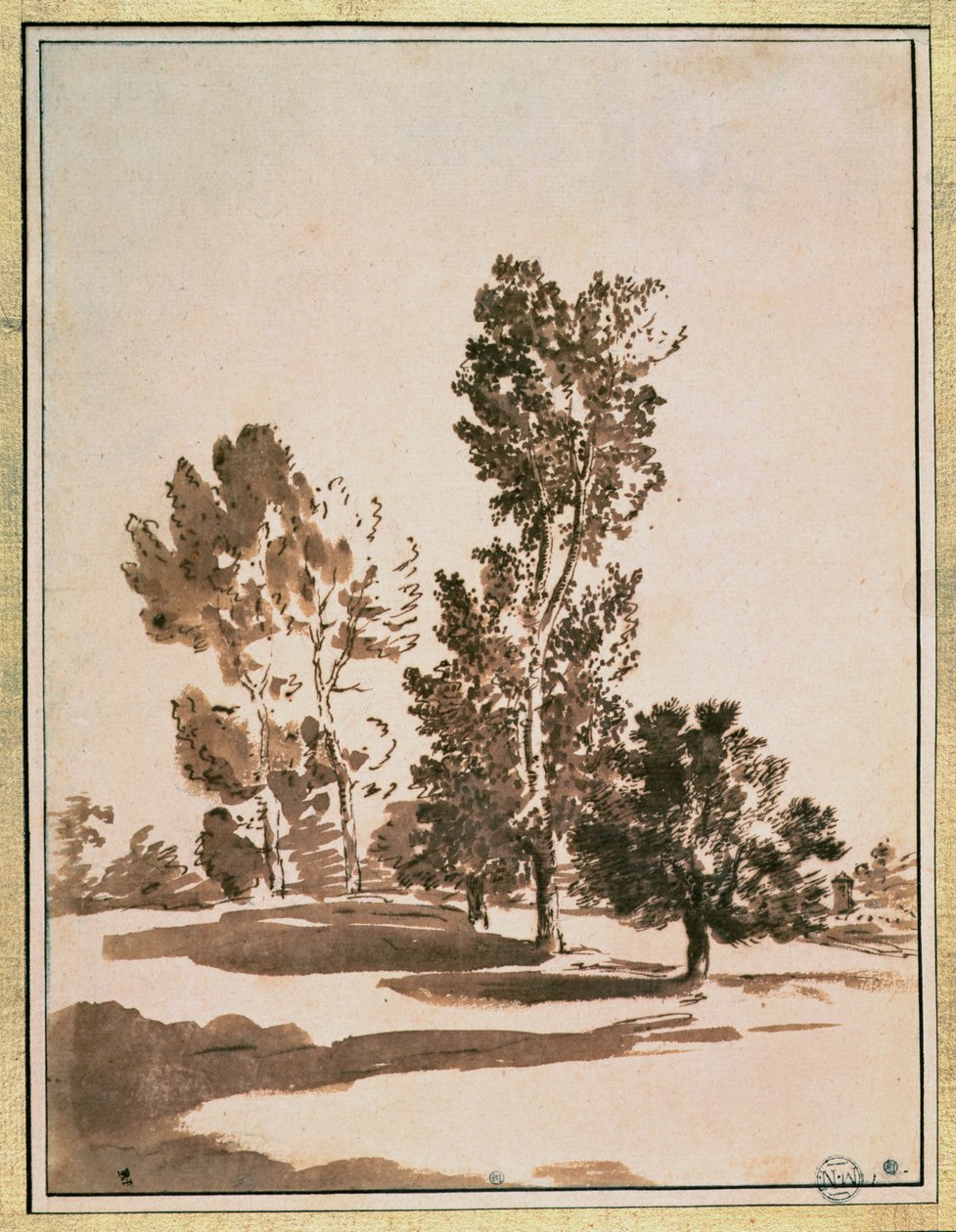 Trestudie av Nicolas Poussin
