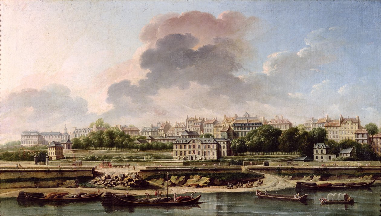 Kaien og landsbyen Passy i 1757 av Nicolas Raguenet