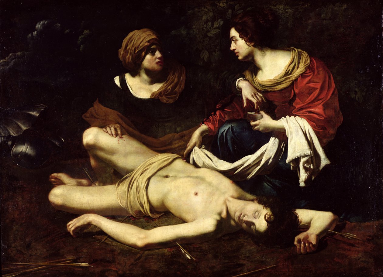 St. Sebastian Tended av St. Irene av Nicolas Regnier