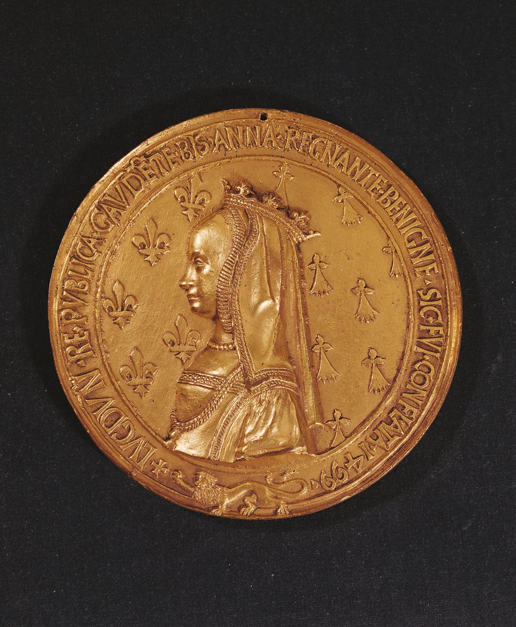 Medalje som viser Anne av Bretagne (1477–1514) hertuginne av Bretagne, 1498–1514 (bronse) av Nicolas and Saint Priest, Jehan de Le Clerc