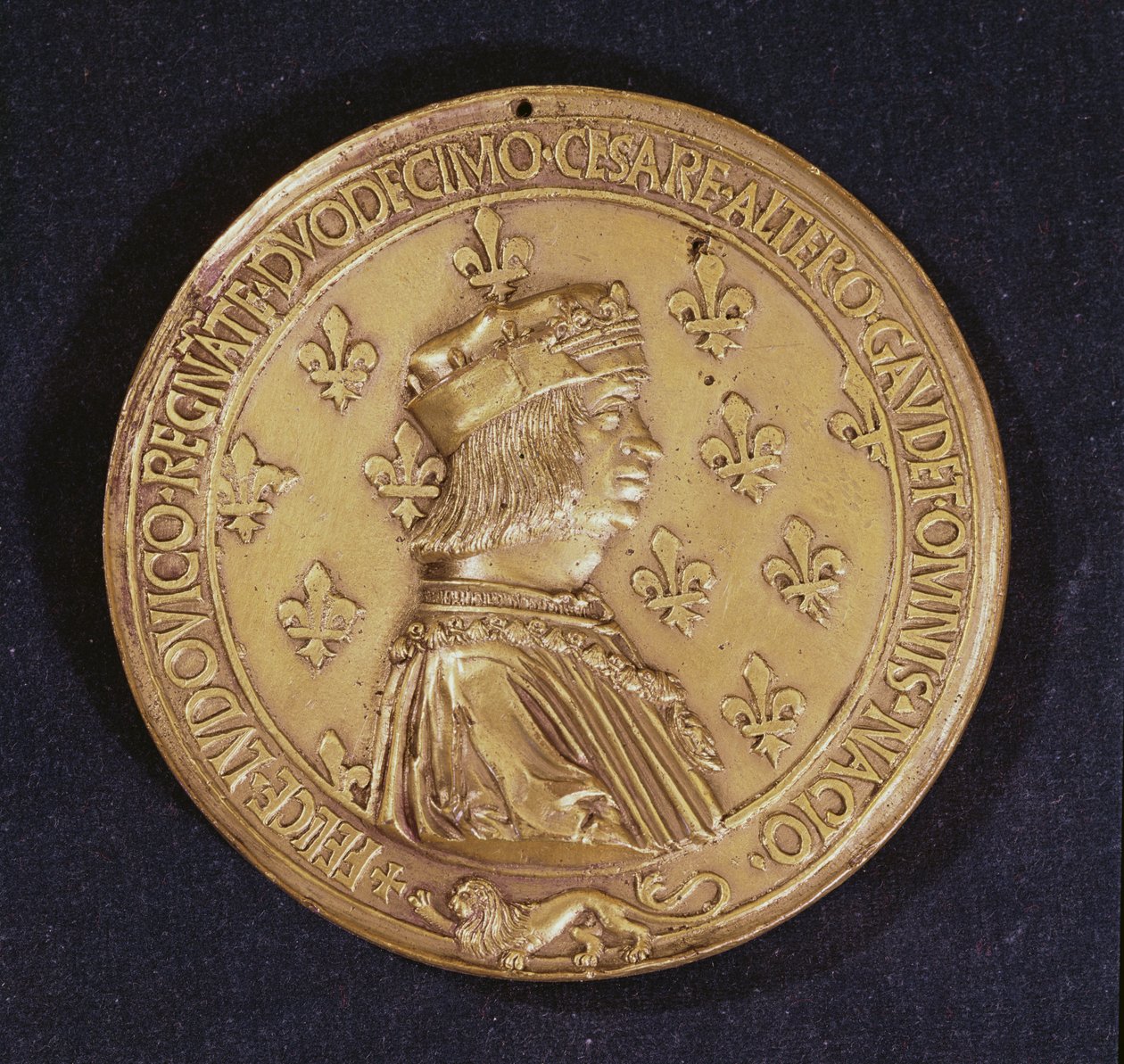Medalje som viser Ludvig XII 1462-1515 1498-1515 bronse av Nicolas and Saint Priest, Jehan de Le Clerc