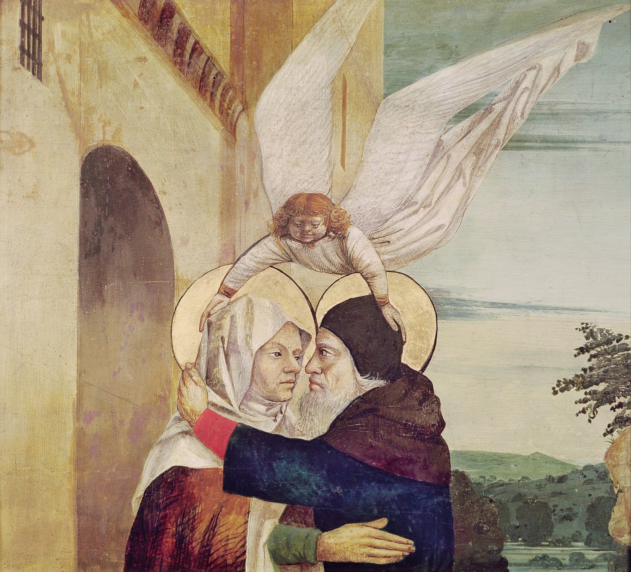 Møtet mellom St. Anne og St. Joachim ved Den gyldne port, ca. 1499 av Nicolas d