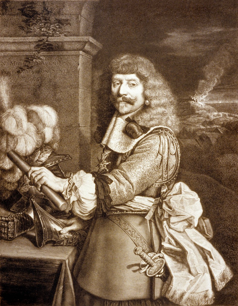 Henri de Lorraine dit Cadet la Perle (1601 1666) greve av Harcourt, Armagnac, Brionne og Viscount de Marsan gravering av Antoine Masson (gravering) av Nicolas (after) Mignard
