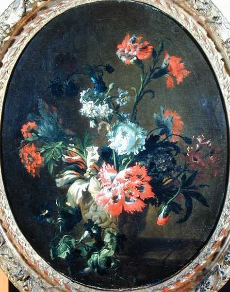 Blomster i en steinvase (olje på lerret) av Nicolas (attr.to) Baudesson