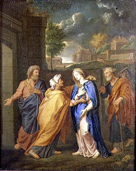 Jomfruen, St. John og St. Anne av Nicolas (circle of) Poussin