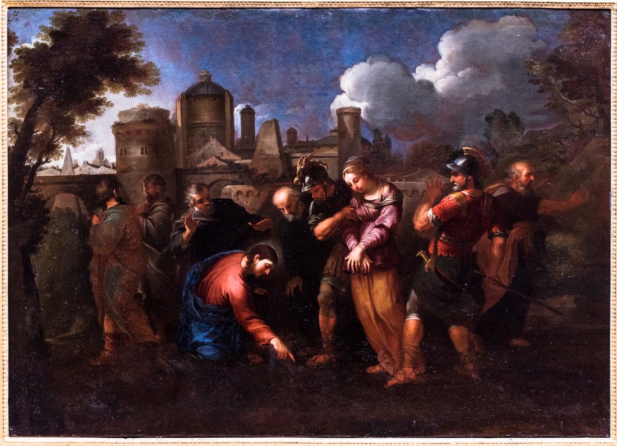 Den utro kvinnen (olje på lerret) av Nicolas (school of) Poussin