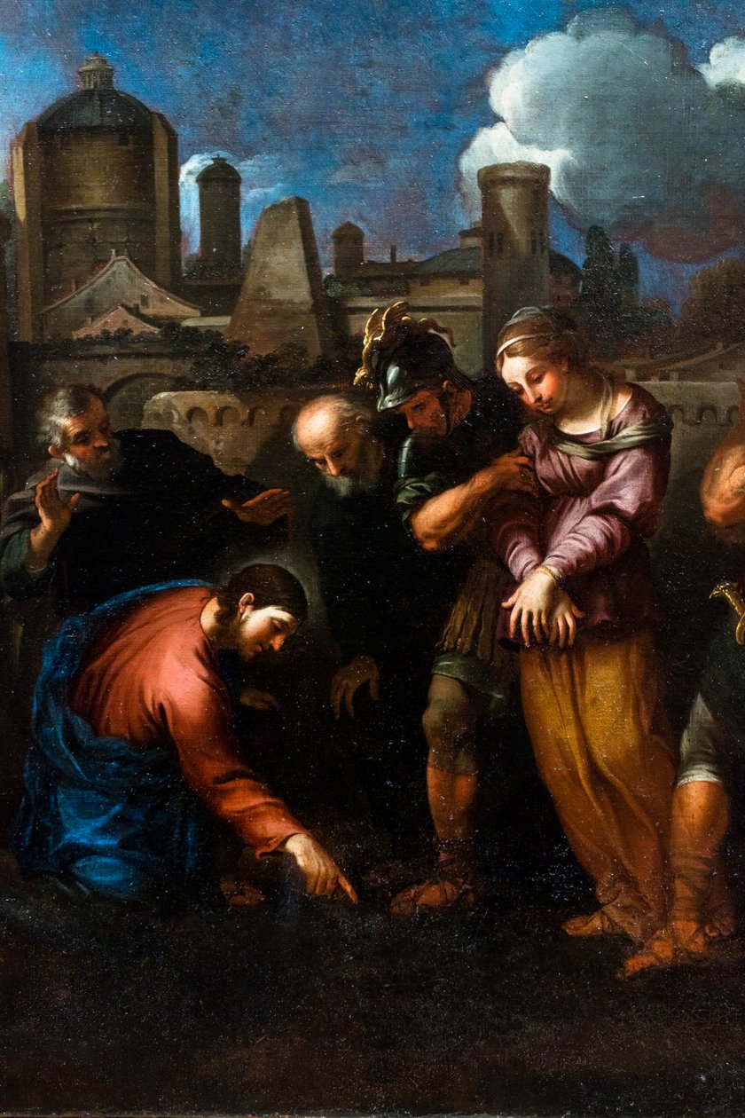 Den utro kvinnen (olje på lerret) av Nicolas (school of) Poussin