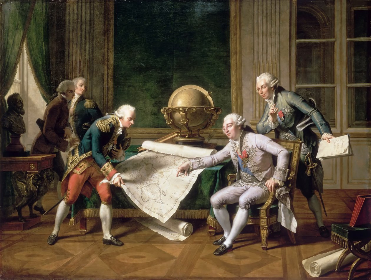 Louis XVI gir instruksjoner til kaptein La Pérouse, 29. juni 1785 av Nicolas André Monsiaux