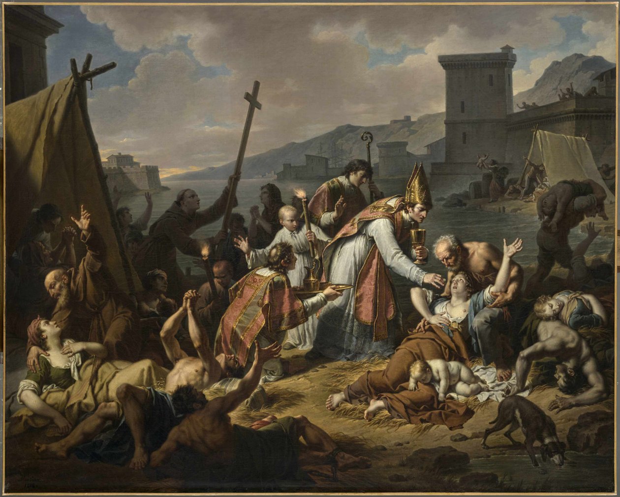 The Devotion of Monsignor de Belsunce under pesten i Marseille, 1720, før 1819. av Nicolas André Monsiaux