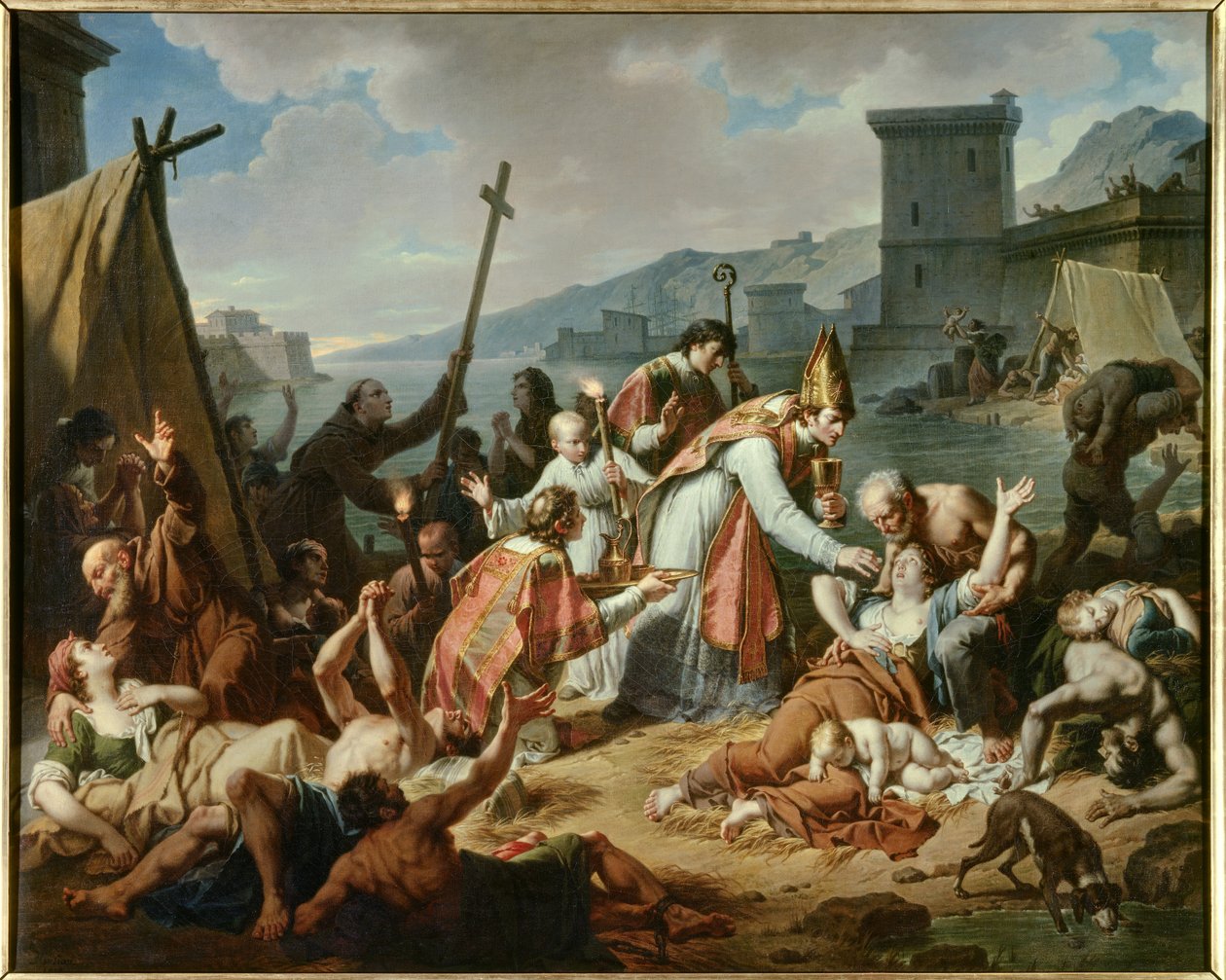 Devouement av Monsignor de Belsunce under pesten i 1720 i Marseille. Maleri av Nicolas Monsiau (1754-1837) av Nicolas Andre Monsiau