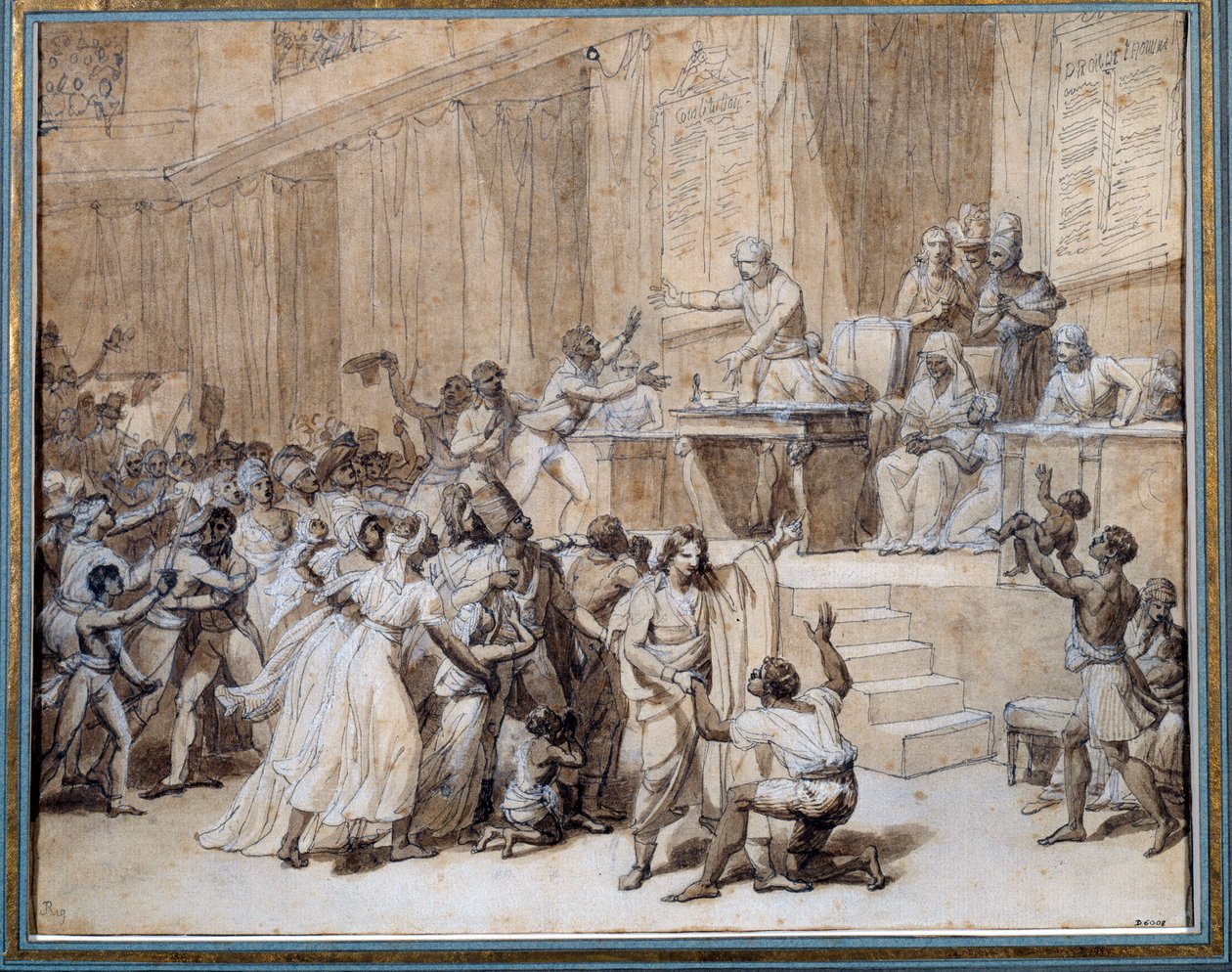 Den franske revolusjonen: Nasjonalkonvensjonen vedtar avskaffelse av slaveriet i koloniene 4/02/1794 (16 Pluviose An II) i Paris. Blekktegning av Nicolas Andre Monsiau (1754-1837) Søn. 0,26x0,33 m Paris, Musee Carnavalet av Nicolas Andre Monsiau