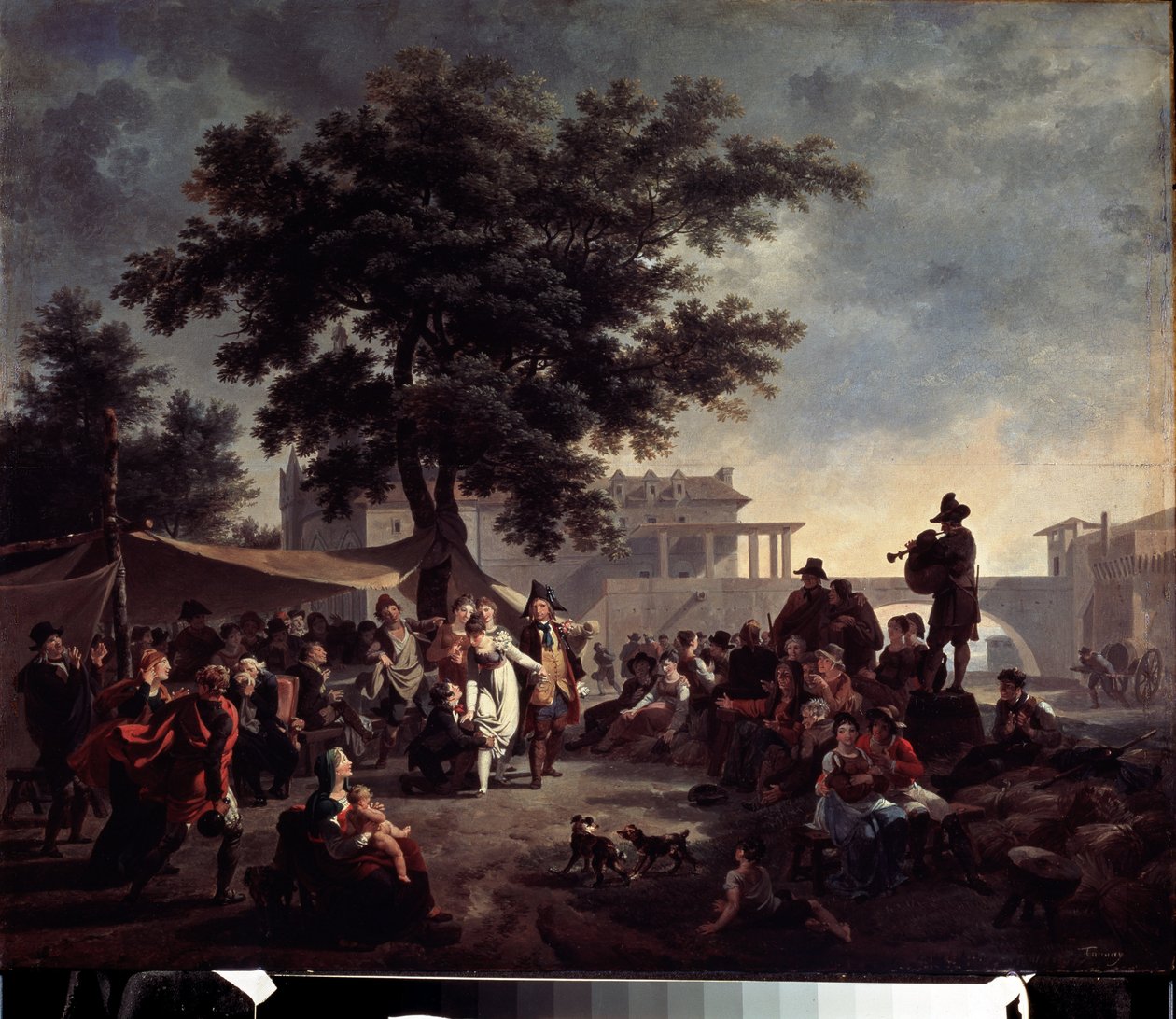 Rustikk landlig bryllup. Maleri av Nicolas Antoine Taunay (1755-1830). Olje på tre, 41 x 56 cm. Fransk kunst fra 1700-tallet. Pushkin Museum of Fine Arts, Moskva. av Nicolas Antoine Taunay