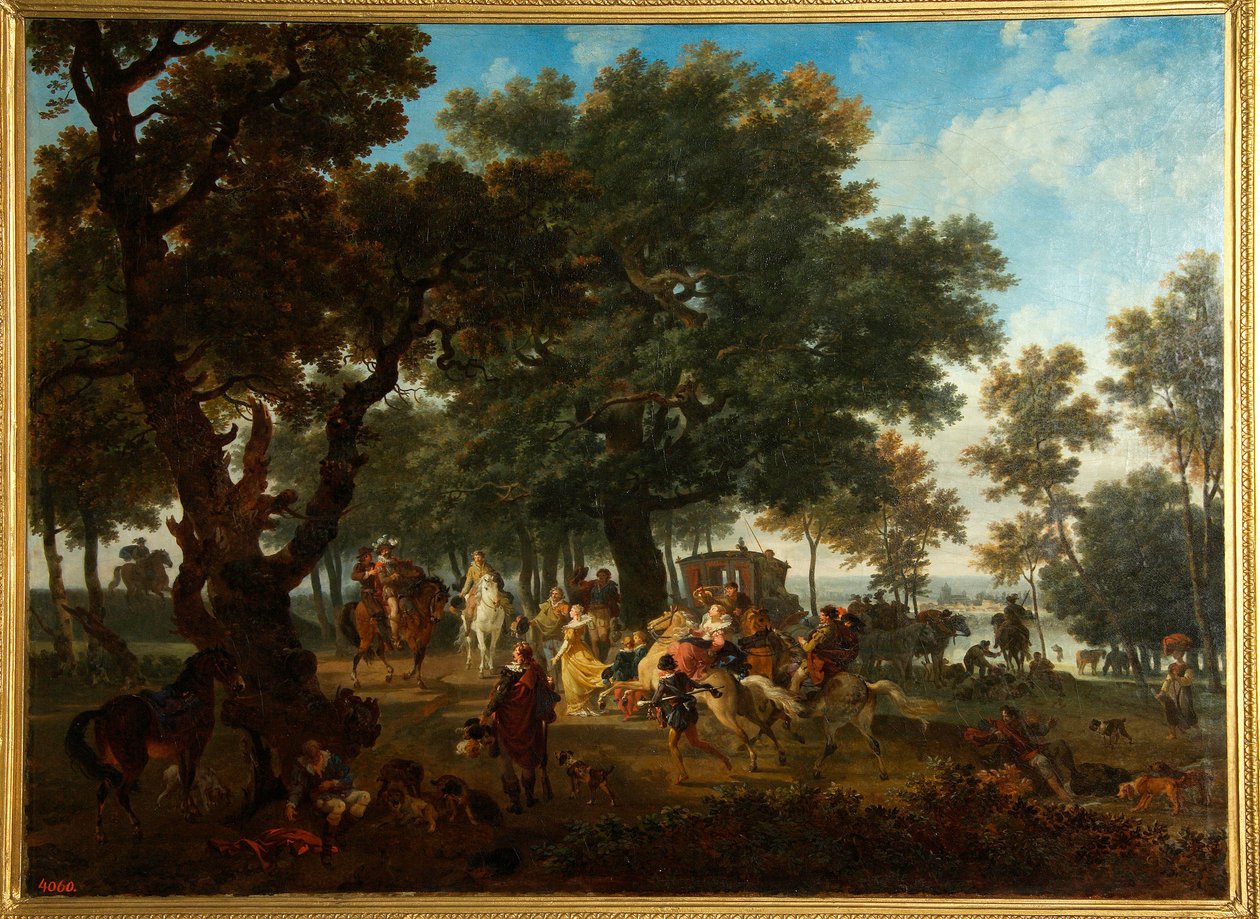 ""Jaktfest av kongen av Frankrike Henri IV (1553-1610) og suiten hans"" (Henri IV og suitejakten hans) Maleri av Nicolas Antoine Taunay (1755-1830) av Nicolas Antoine Taunay