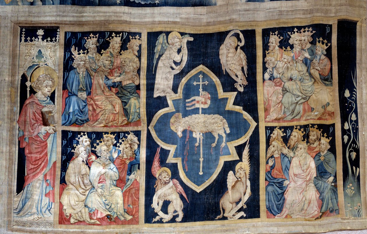 Åpenbaringsgardin (1373-1383), n. 7: de eldre gir ære til et lam, symbol på Kristus. Tapetet av Nicolas Bataille (1330-1405) av Nicolas Bataille