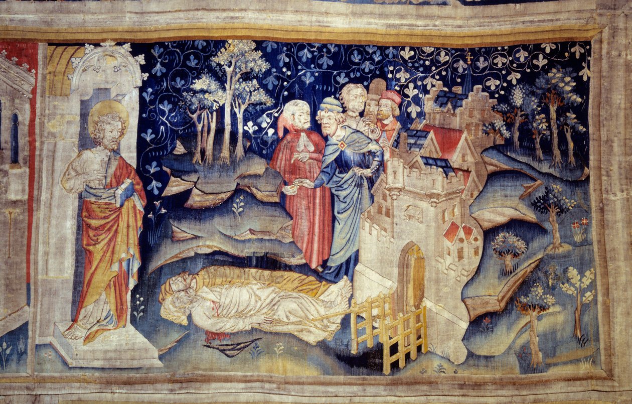 Henging av åpenbaring (1373 -1383), n. 30: de døde på bakken. Tapetet av Nicolas Bataille (1330-1405) av Nicolas Bataille