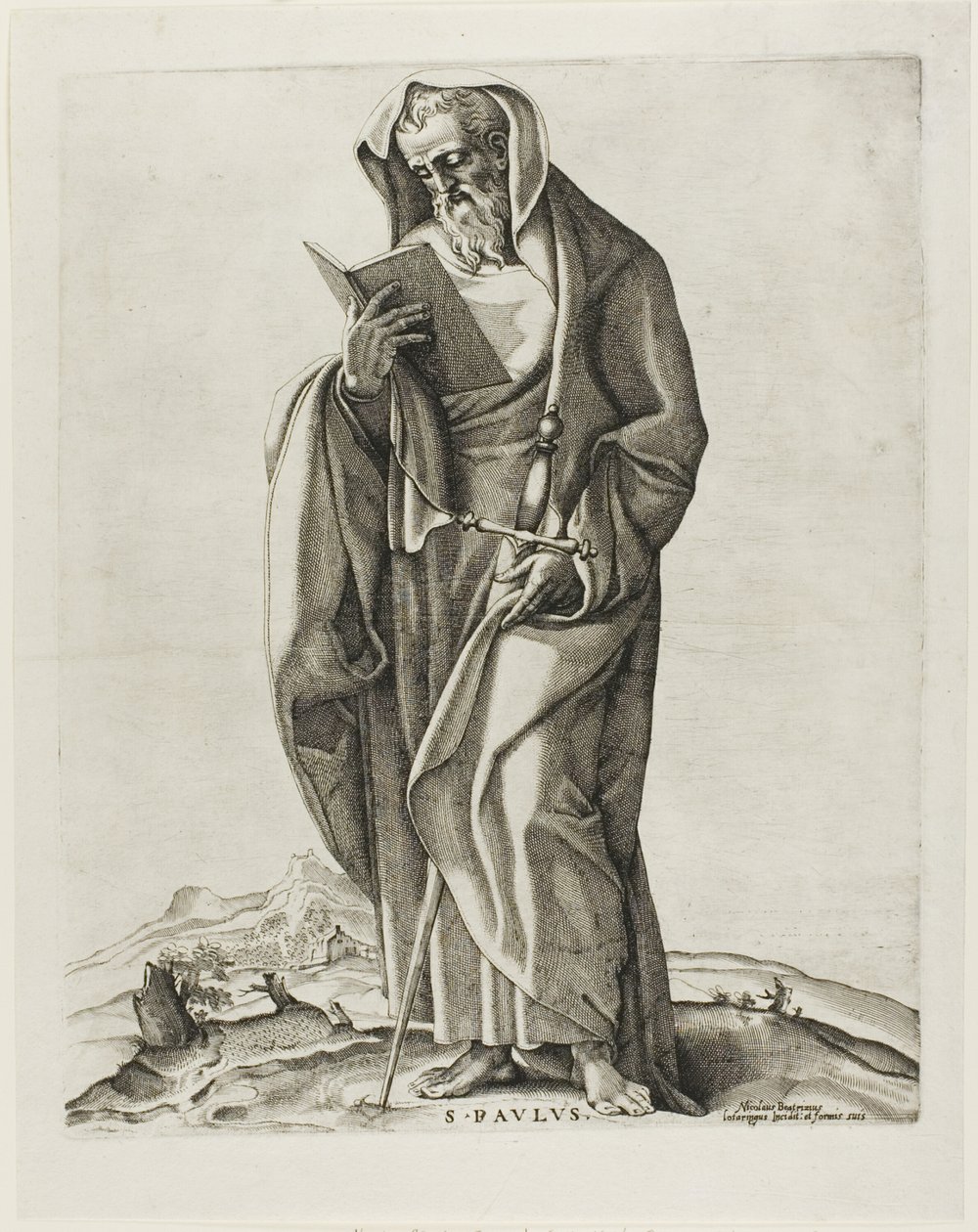 En gammel mann som står: Saint Paul av Nicolas Beatrizet